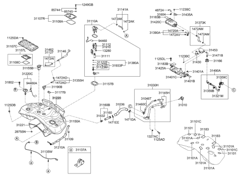 2012 Hyundai Equus Cover-Fuel Pump,LH Diagram for 31107-3N500