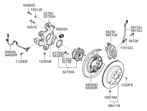 2016 Hyundai Tucson Disc Assembly-Rear Brake Diagram for 58411-3N020