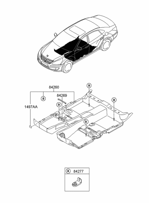 2010 Hyundai Equus Carpet Assembly-Floor Diagram for 84260-3N400-HZ