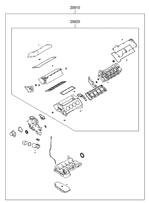 2012 Hyundai Equus Engine Gasket Kit Diagram 2