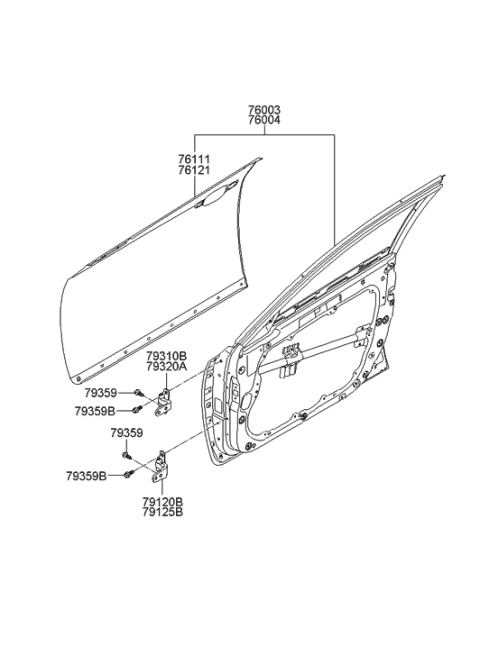 2012 Hyundai Equus Panel-Front Door Outer,RH Diagram for 76121-3N000