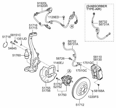 2011 Hyundai Equus Front Axle Hub Diagram 1