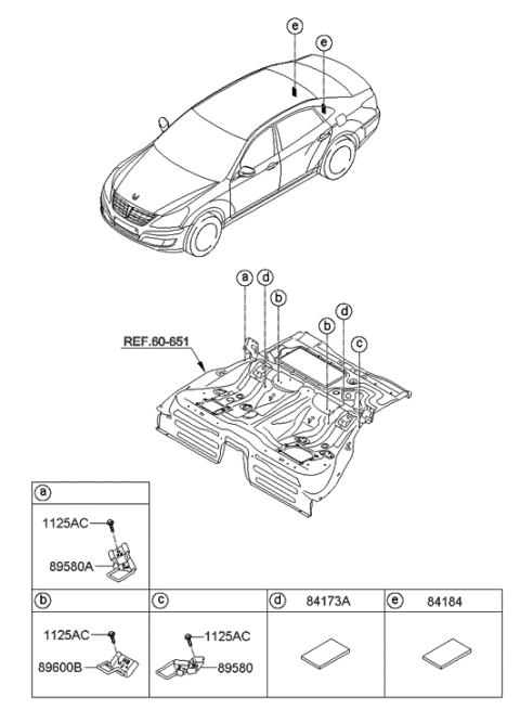 2013 Hyundai Equus Child Lower Anchor,Center Diagram for 89899-3M500-SH
