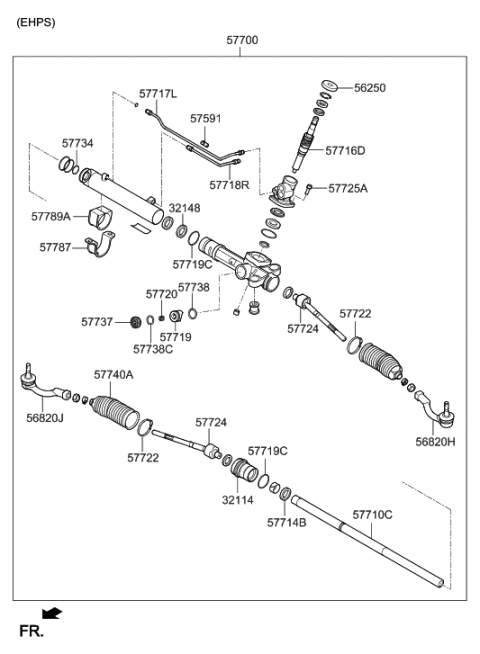 2016 Hyundai Tucson Gear & Linkage Assembly-Power Steering Diagram for 57700-3N600