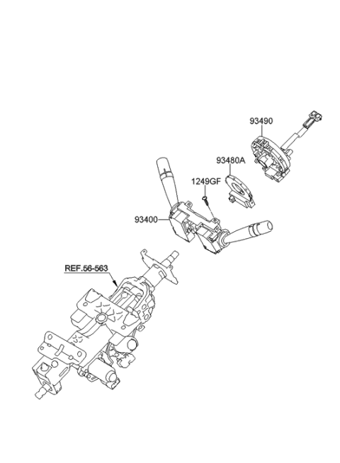 2011 Hyundai Equus Switch Assembly-Multifunction Diagram for 93400-3N000