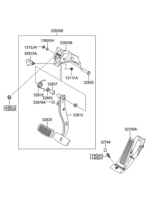 2017 Hyundai Tucson Spring-Brake Pedal Return Diagram for 32815-3M000