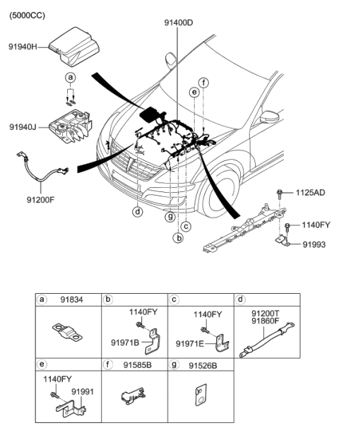 2010 Hyundai Equus Wiring Assembly-Engine Ground Diagram for 91883-3N720