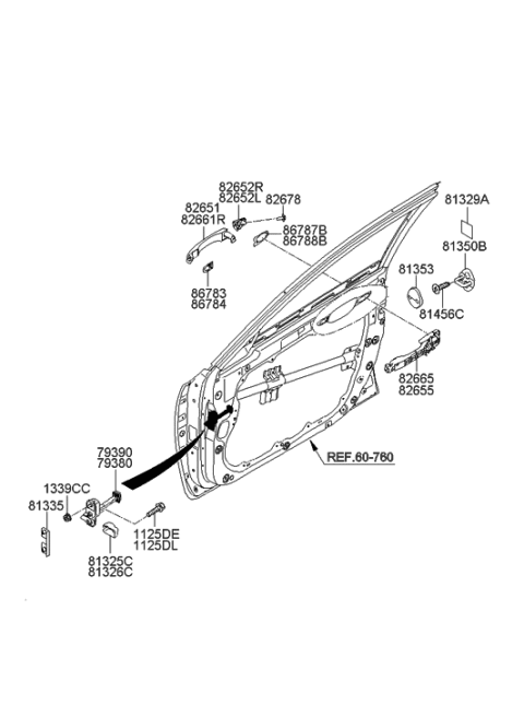 2012 Hyundai Equus Base Assembly-Front Door Outside Handle RH Diagram for 82665-3N000