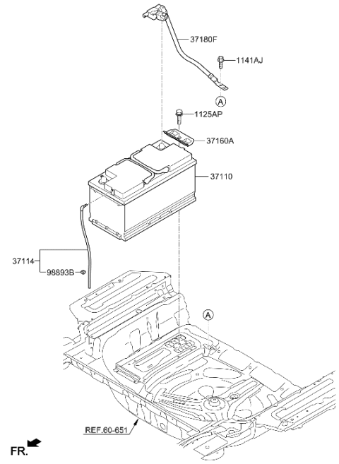 2015 Hyundai Tucson Battery Terminal Sensor End Cable Diagram for 37180-3N500