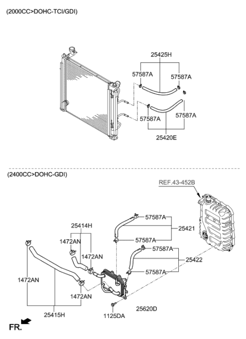 2018 Hyundai Sonata Hose Assembly-Radaator,Lower Diagram for 25415-D5501