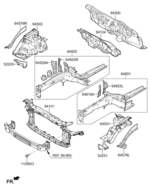 2019 Hyundai Sonata Fender Apron & Radiator Support Panel Diagram