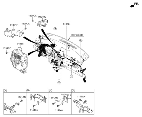 2019 Hyundai Sonata Instrument Panel Junction Box Assembly Diagram for 91955-C2050