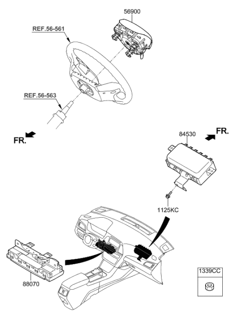 2018 Hyundai Sonata Module Assembly-Knee Air Bag Diagram for 56970-C2100-TRY