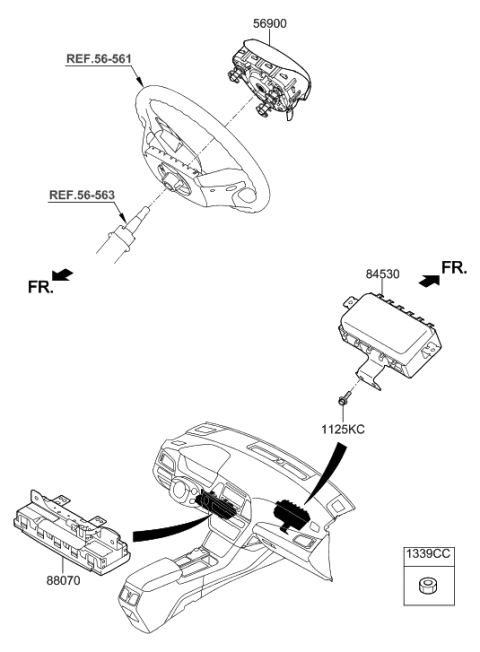 2022 Hyundai Tucson Module Assembly-Steering Wheel Air Bag Diagram for 80100-C2000-TRY