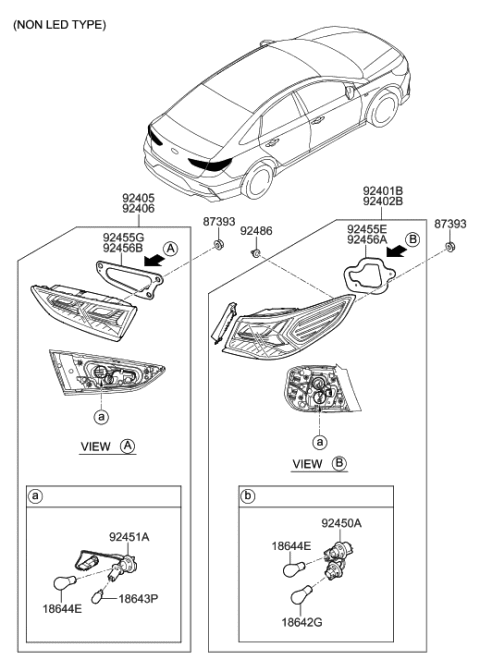 2018 Hyundai Sonata Rear Combination Holder & Wiring,Exterior Diagram for 92480-C2500