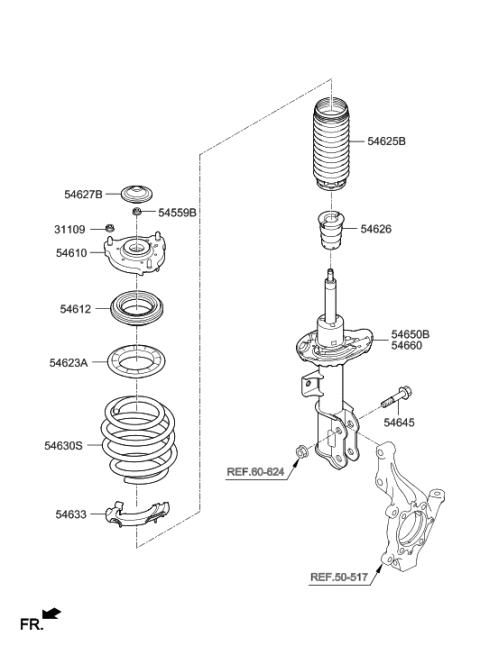 2018 Hyundai Sonata Front Spring & Strut Diagram