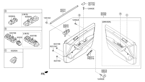 2023 Hyundai Tucson Power Window Main Switch Assembly Diagram for 93570-C1125