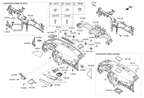 2018 Hyundai Sonata Cover Assembly-Crash Pad Main Side,LH Diagram for 84780-C2001-TRY