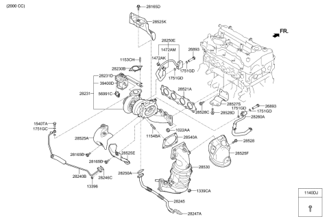 2019 Hyundai Sonata Protector-Heat Exhaust Diagram for 28524-2GTA1