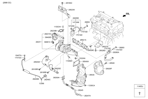2023 Hyundai Tucson Catalyst Case Assembly Diagram for 28530-2GPA5