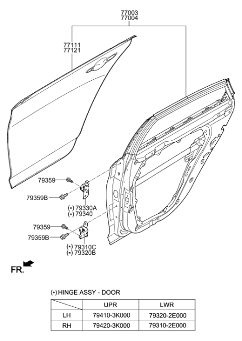 2018 Hyundai Sonata Rear Door Panel Diagram