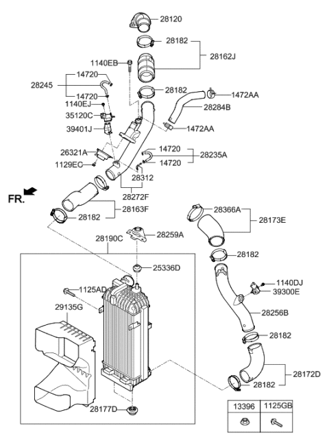 2018 Hyundai Sonata Bracket-INTERCOOLEROOLER Mounting Diagram for 28259-2B721