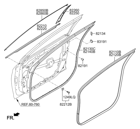 2018 Hyundai Sonata Front Door Moulding Diagram