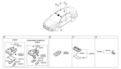 2022 Hyundai Tucson Rear Personal Lamp Assembly, Right Diagram for 92880-C1500-TRY