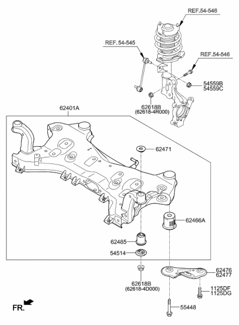 2022 Hyundai Tucson Crossmember Complete Diagram for 62405-C2051