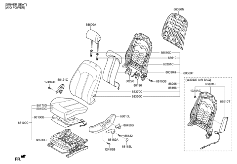 2019 Hyundai Sonata Lever-RECLINER,LH Diagram for 88120-C2000-TRY