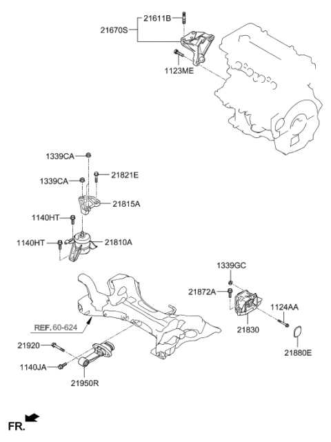 2018 Hyundai Sonata Engine & Transaxle Mounting Diagram 1