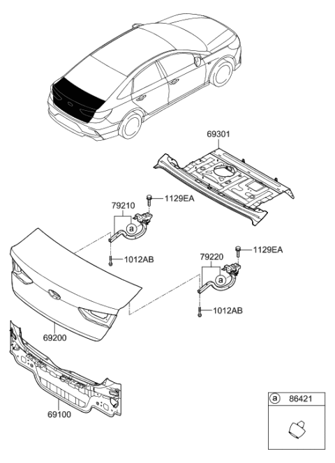 2019 Hyundai Sonata Hinge Assembly-Trunk Lid,RH Diagram for 79220-C2500