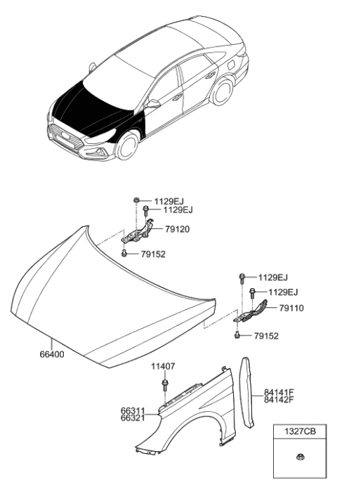 2018 Hyundai Sonata Panel Assembly-Hood Diagram for 66400-C2500