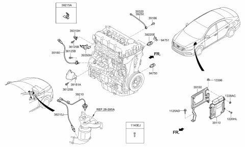 2023 Hyundai Tucson Sensor-Knock Diagram for 39250-2G700