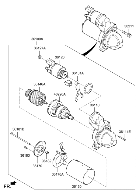 2018 Hyundai Sonata Pinion Assembly-Drive Diagram for 36140-2G250