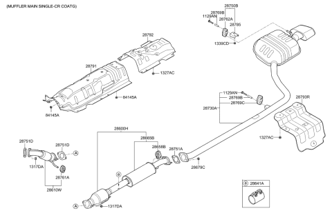 2019 Hyundai Sonata Muffler & Exhaust Pipe Diagram 1