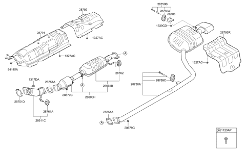 2019 Hyundai Sonata Center Muffler Complete Diagram for 28600-C2710