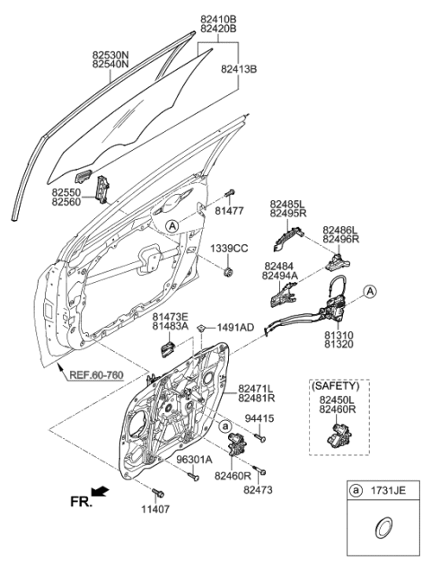 2019 Hyundai Sonata Front Left-Hand Door Module Panel Assembly Diagram for 82471-C2100