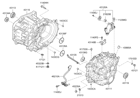 2019 Hyundai Sonata Transaxle Case-Manual Diagram