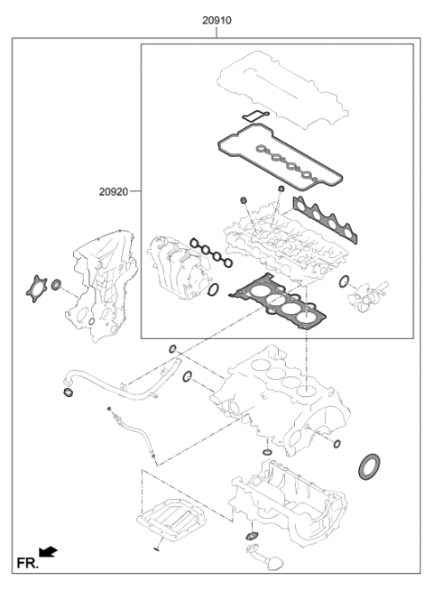 2019 Hyundai Sonata Gasket Kit-Engine Overhaul Diagram for 20910-2GK06