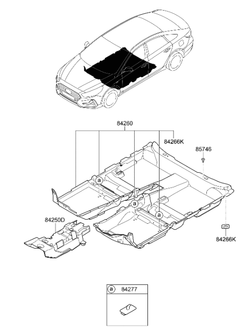 2019 Hyundai Sonata Carpet Assembly-Floor Diagram for 84260-C2500-TRY