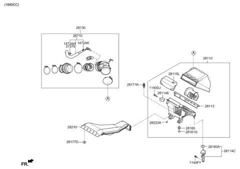 2018 Hyundai Sonata Duct Assembly-Air Diagram for 28210-C2960