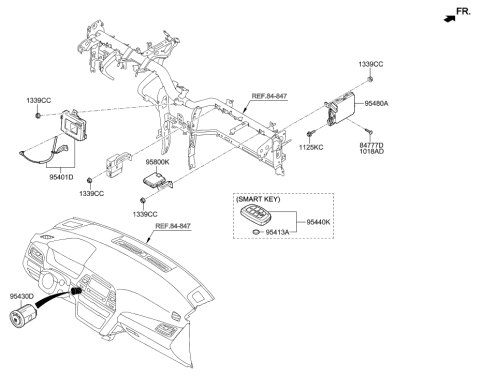 2018 Hyundai Sonata Key Fob Keyless Entry Diagram for 95440-C2500