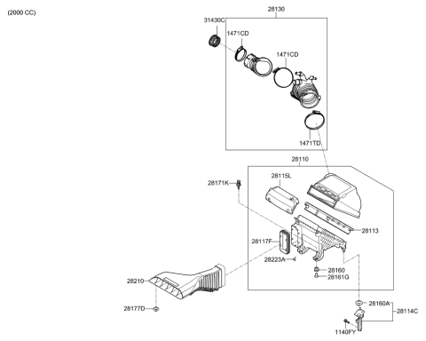 2023 Hyundai Tucson Cover-Element Diagram for 28115-F6100