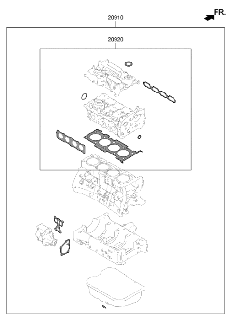 2018 Hyundai Sonata Engine Gasket Kit Diagram 1