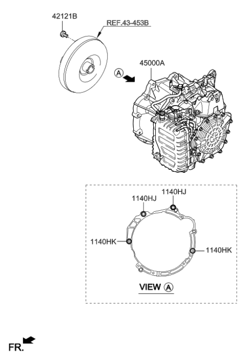 2019 Hyundai Sonata Ata & Torque Converter Assembly Diagram for 45000-4G170