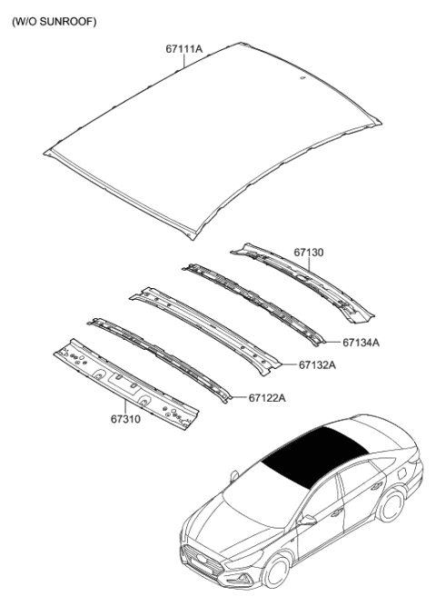 2018 Hyundai Sonata Rail-Roof Rear Diagram for 67132-C2000