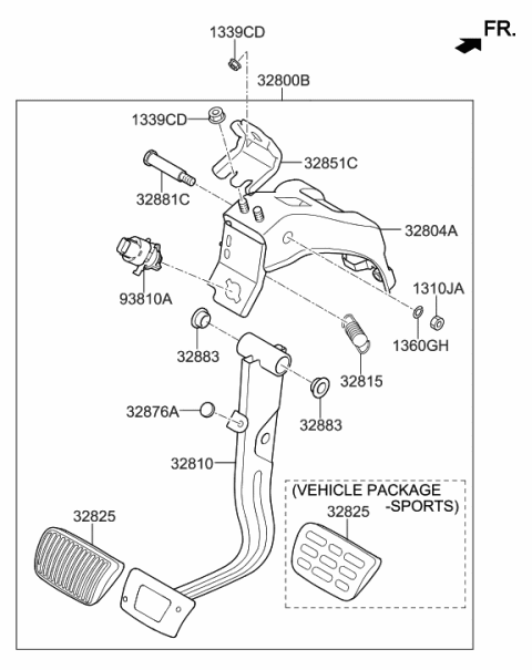 2018 Hyundai Sonata Brake & Clutch Pedal Diagram