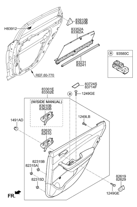 2022 Hyundai Tucson Interior Door Handle Assembly, Right Diagram for 82620-C2500-ZL5