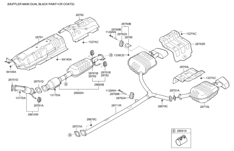 2018 Hyundai Sonata Rear Muffler Assembly, Right Diagram for 28711-C1570